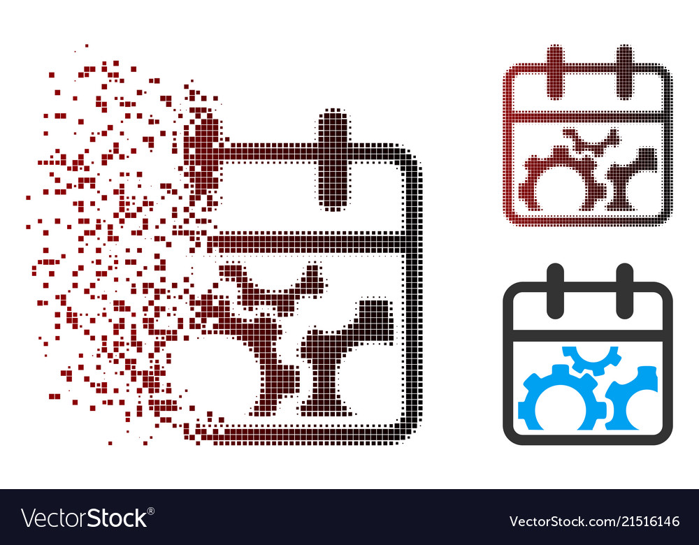 Dissolving pixel halftone technical day icon vector image Dissolving pixel halftone technical day icon
