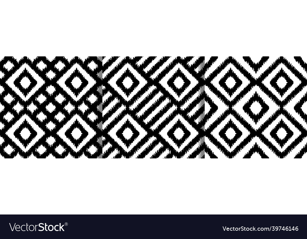 Ethnic squared seamless patterns set