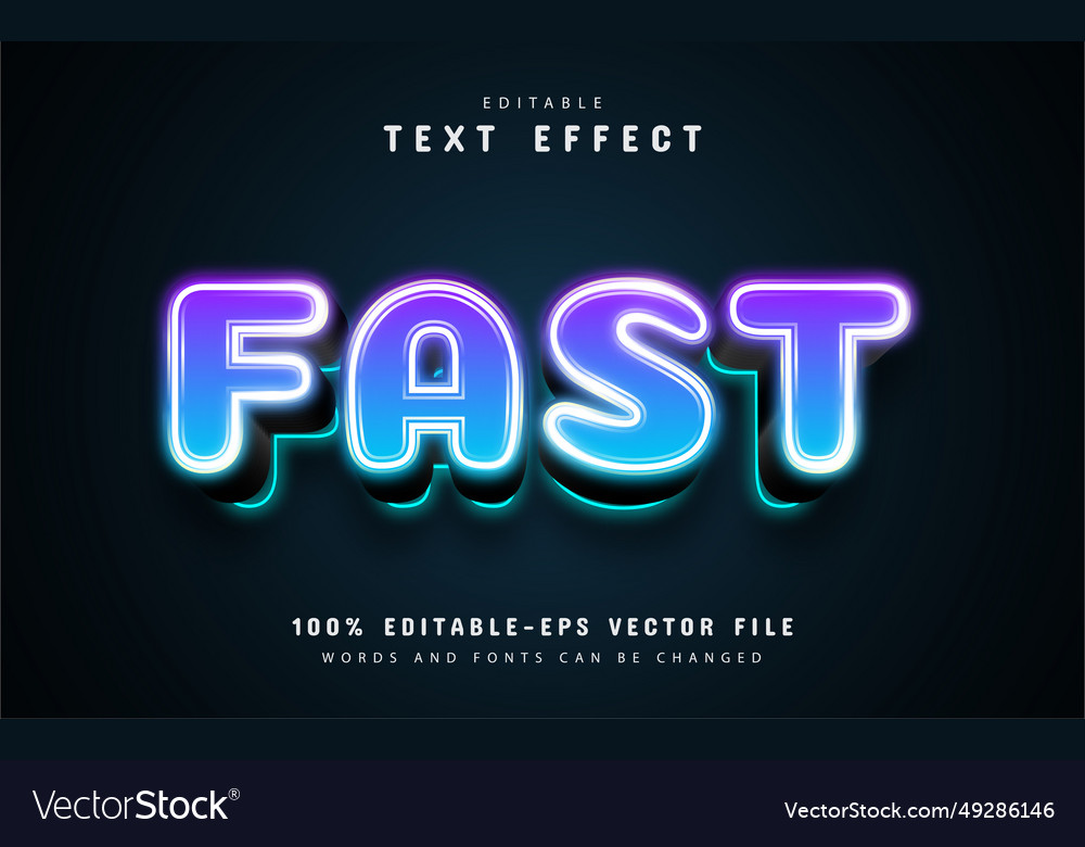 Fast text editable 3d effect vector image Fast text editable 3d effect