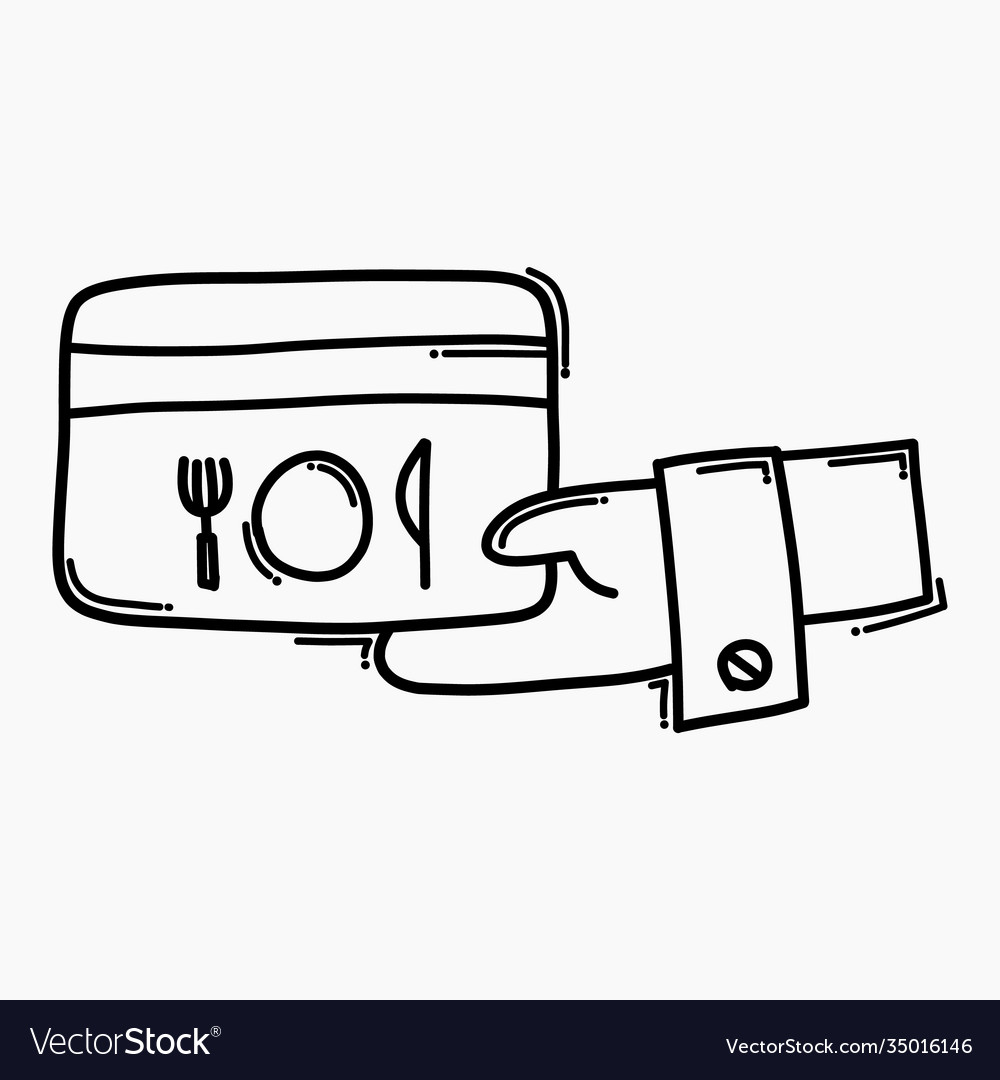 Food credit card doodle icon drawing sketch hand