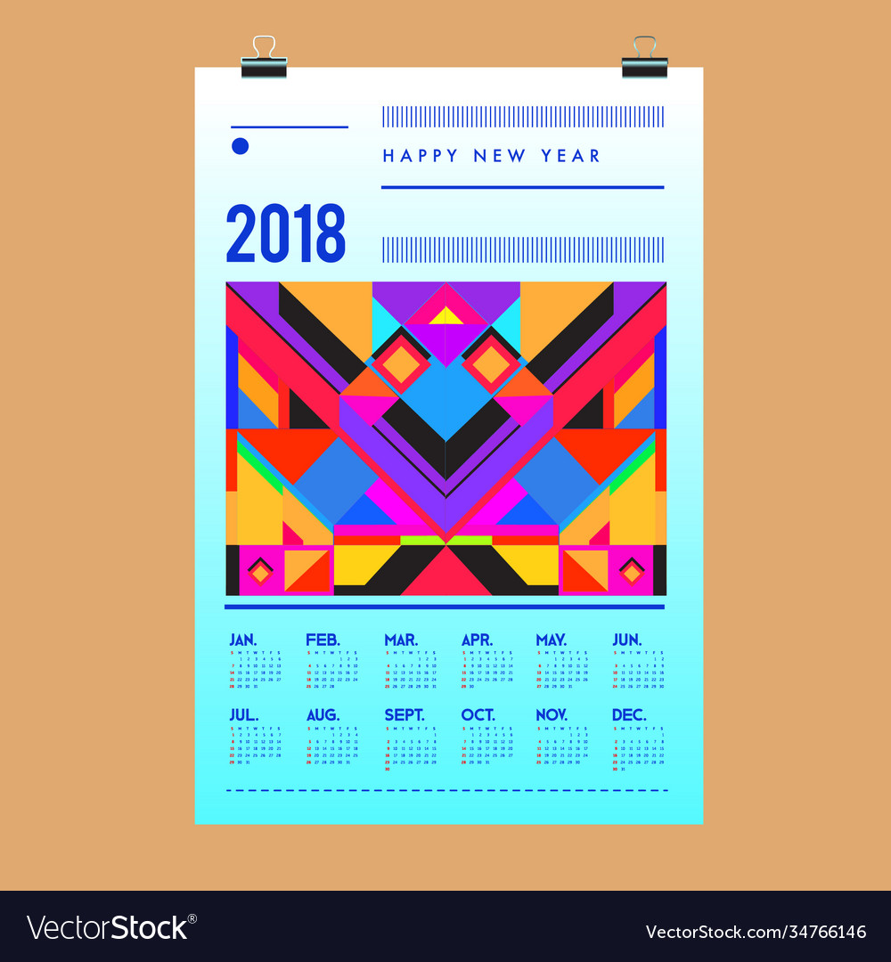 Geometric Memphis Style For Calendar Template 2021 4976