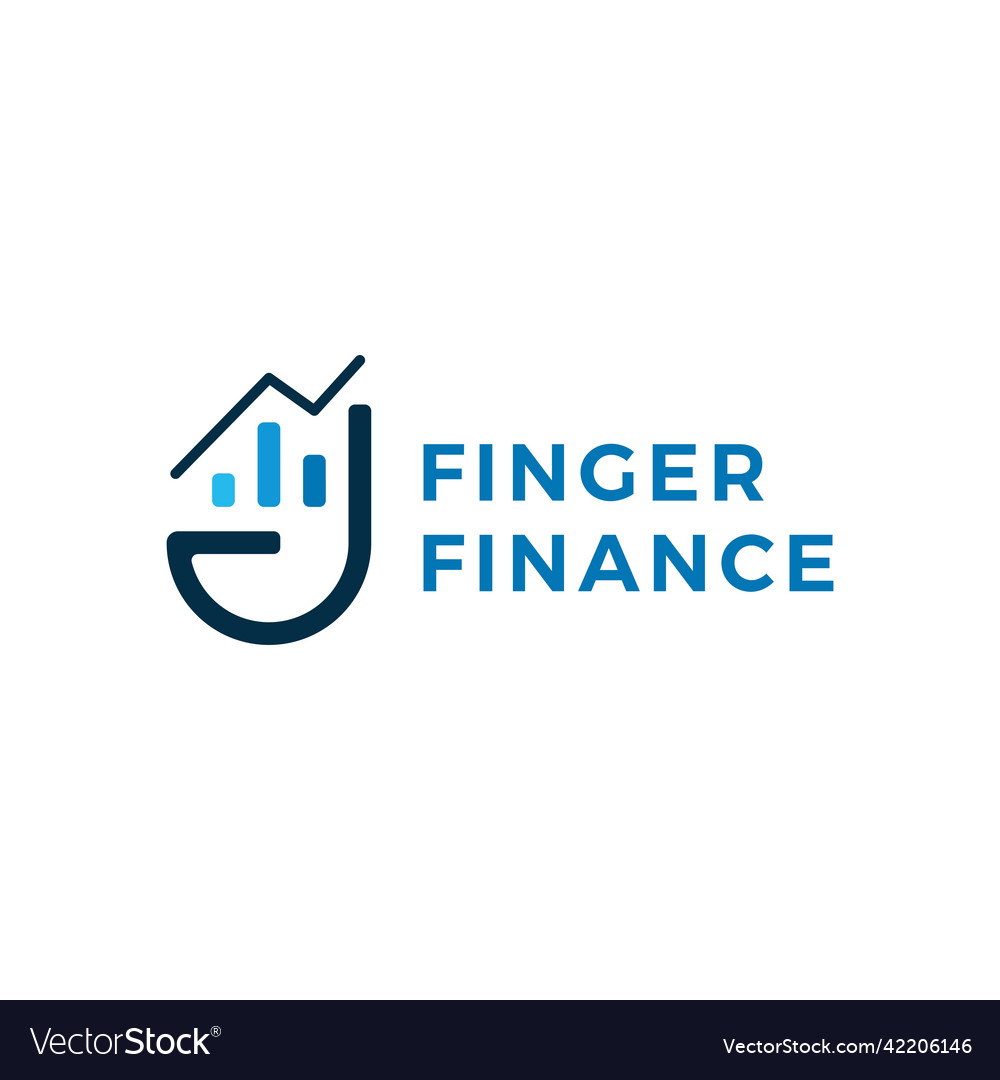 Hand finger finance bar chart logo icon vector image Hand finger finance bar chart logo icon