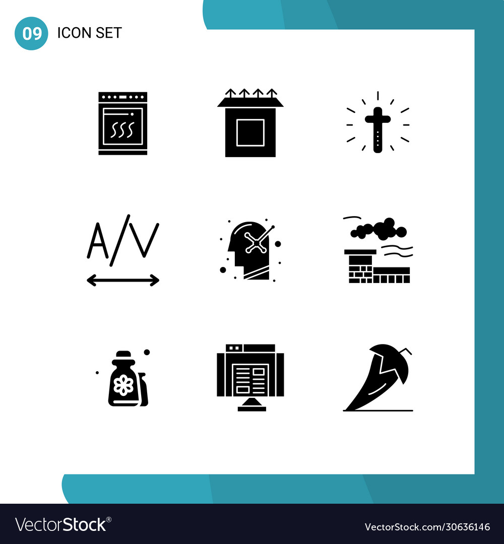 Mobile interface solid glyph set 9 pictograms