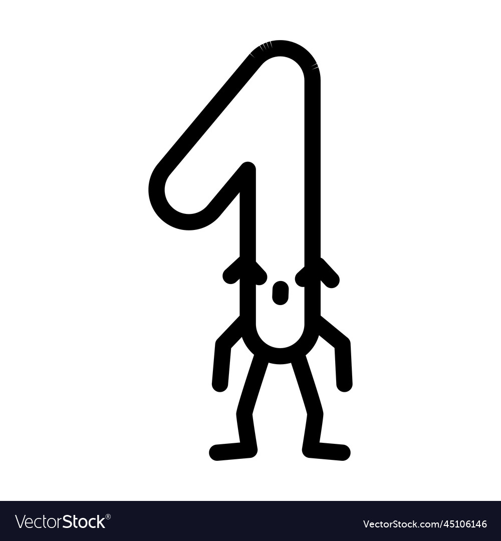 One number character line icon vector image One number character line icon