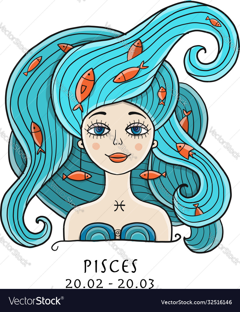 Pisces zodiac sign element Royalty Free Vector Image