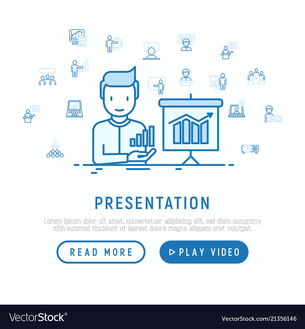 Presentation concept man showing graph of growth vector image Presentation concept man showing graph of growth