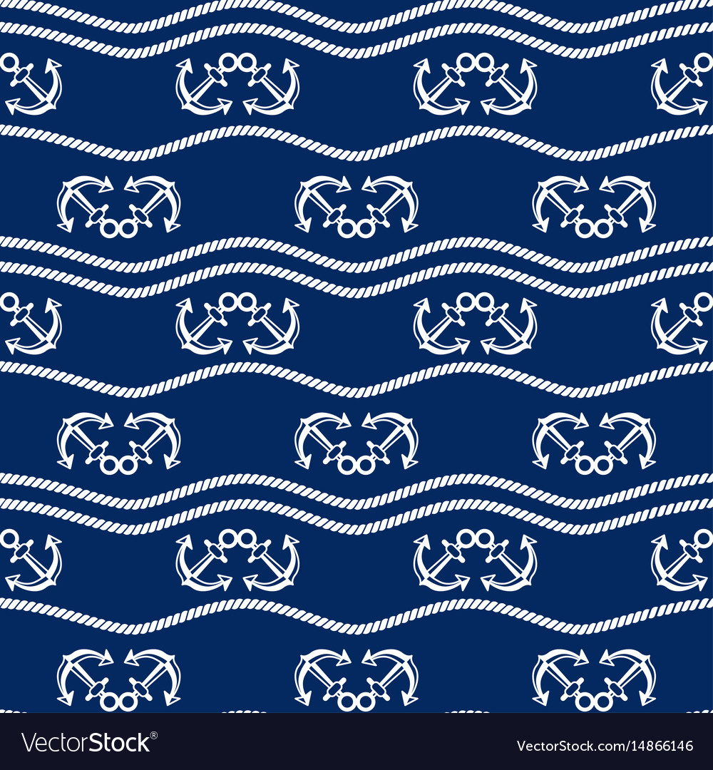 Seamless pattern with chains and anchors ongoing