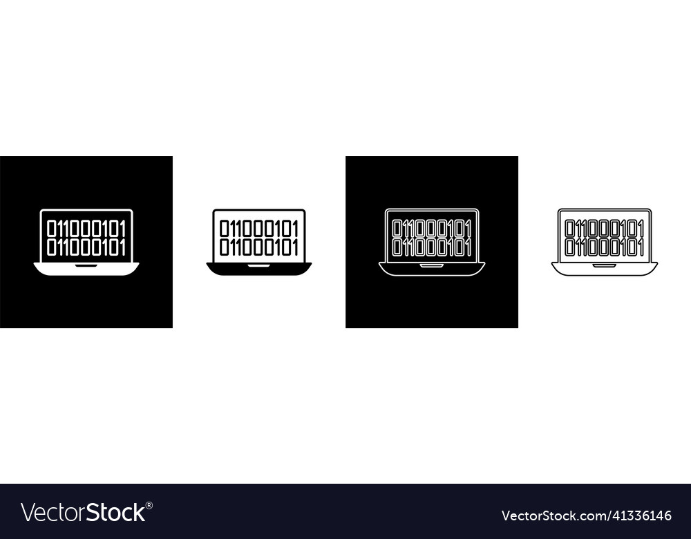 Binärcode-Symbol auf schwarz und weiß isoliert vector image Binärcode-Symbol auf schwarz und weiß isoliert