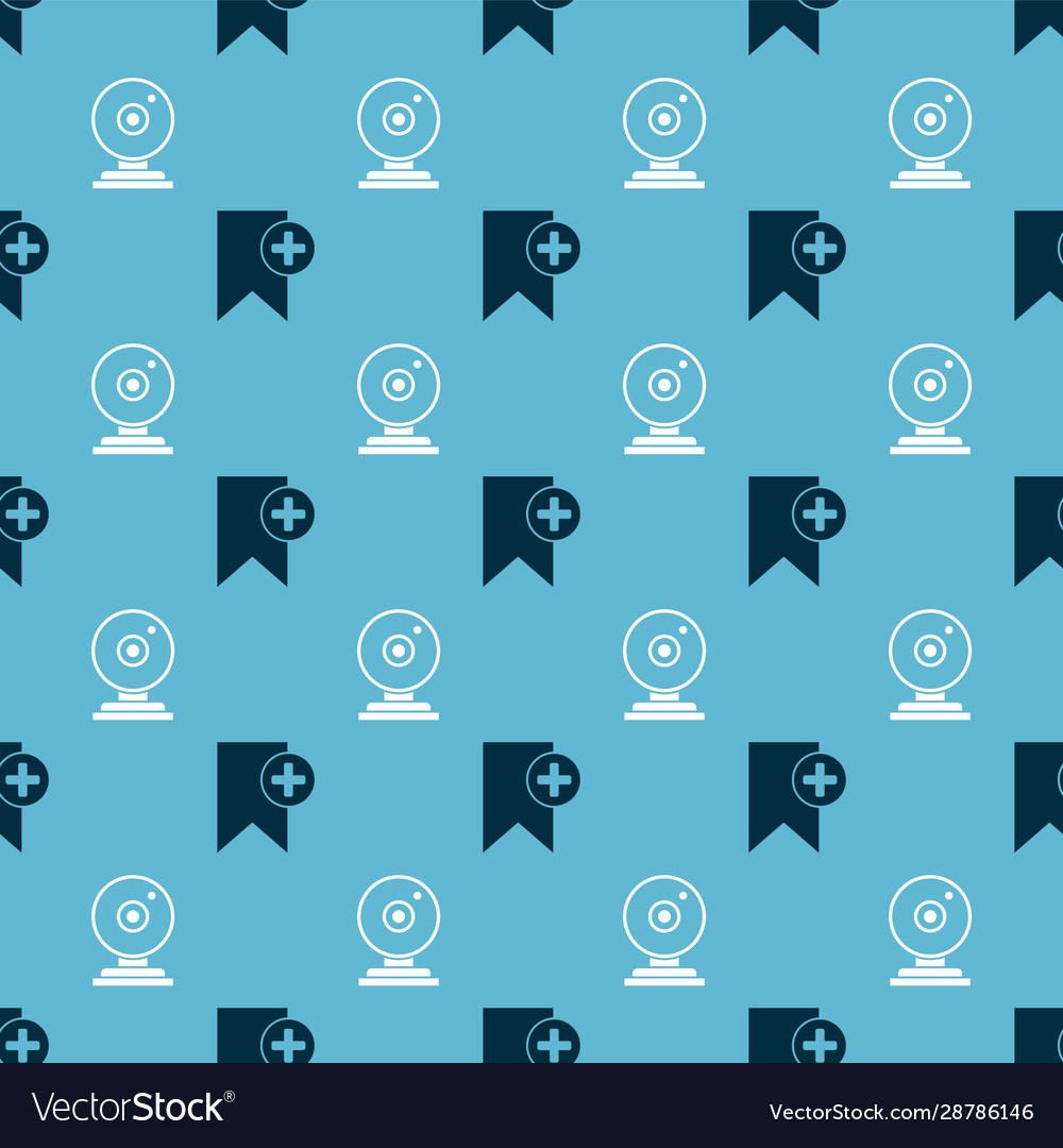 Set bookmark and web camera on seamless pattern Vector Image Set bookmark and web camera on seamless pattern