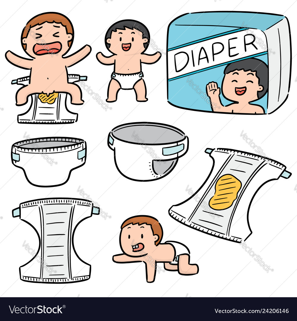 Set diaper Royalty Free Vector Image VectorStock