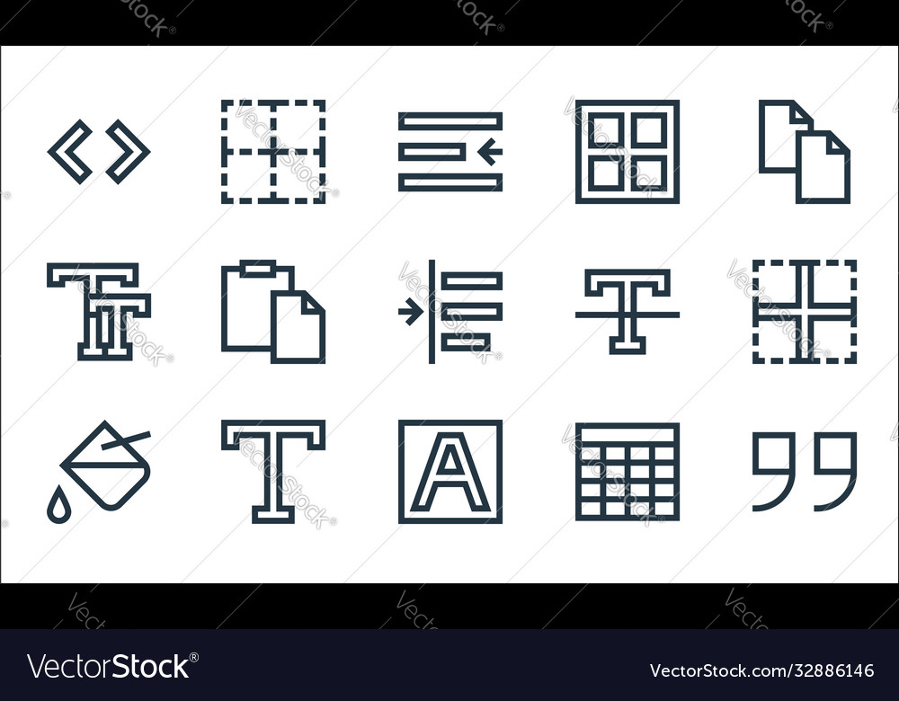Text editor line icons linear set quality vector image Text editor line icons linear set quality