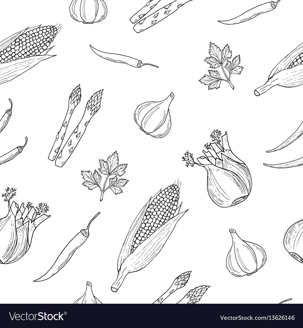 Vegetables seamless pattern