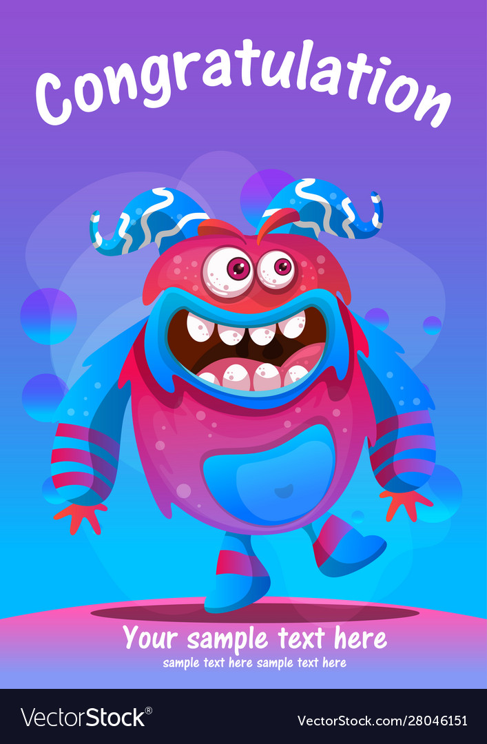 Cute monster congratulation greeting card