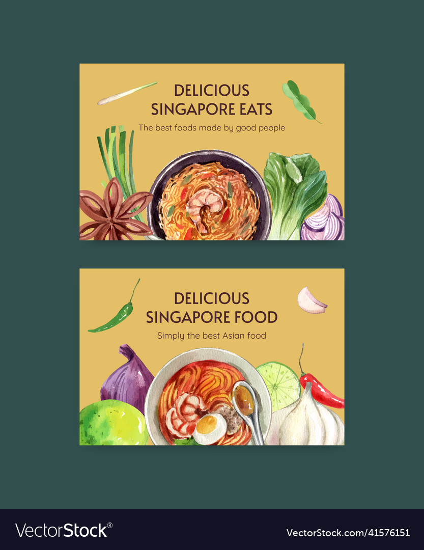 Facebook template with singapore cuisine Vector Image