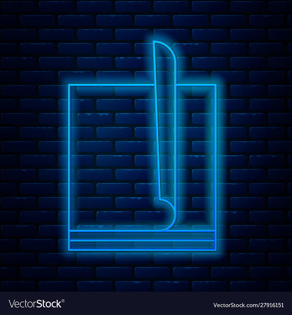 Glowing neon line file document icon isolated
