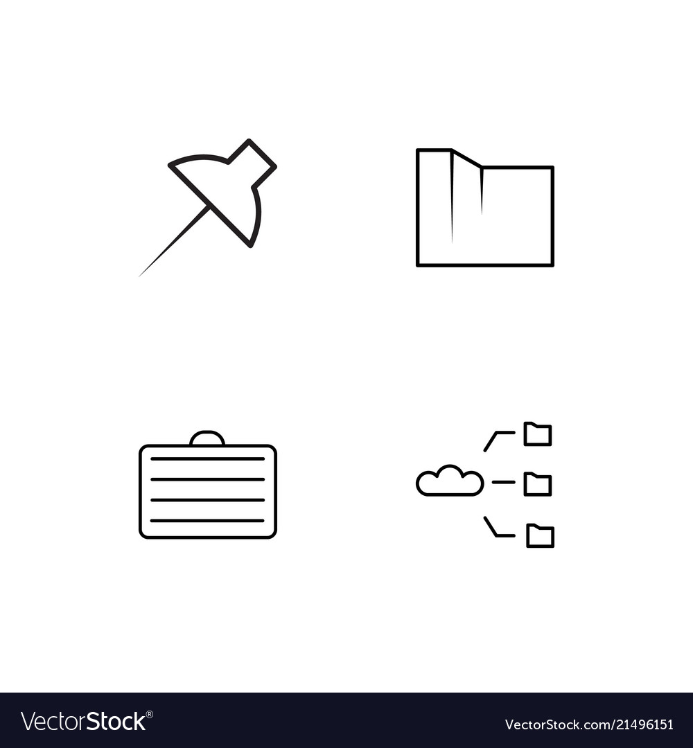 Office linear icons set simple outline