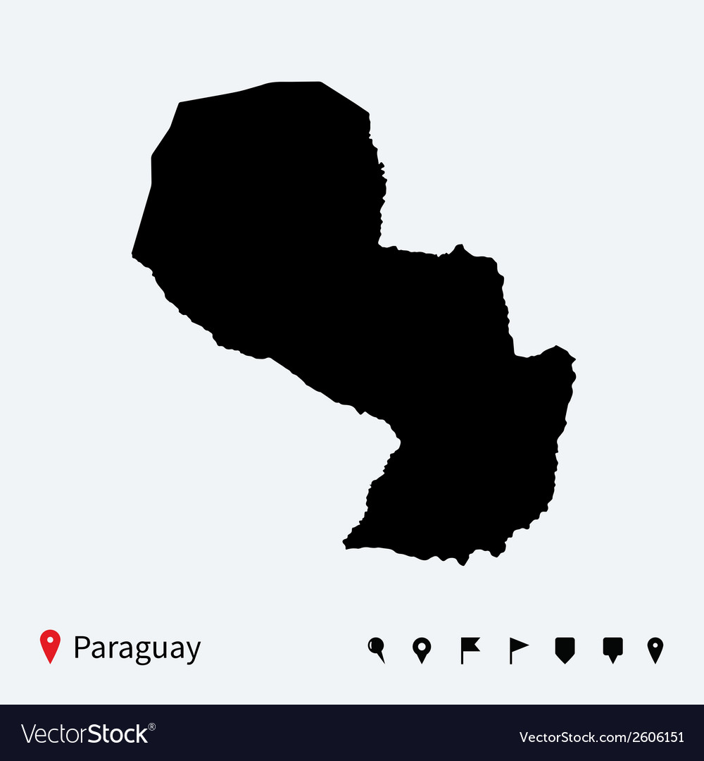 Paraguay Map with Navigation Pins