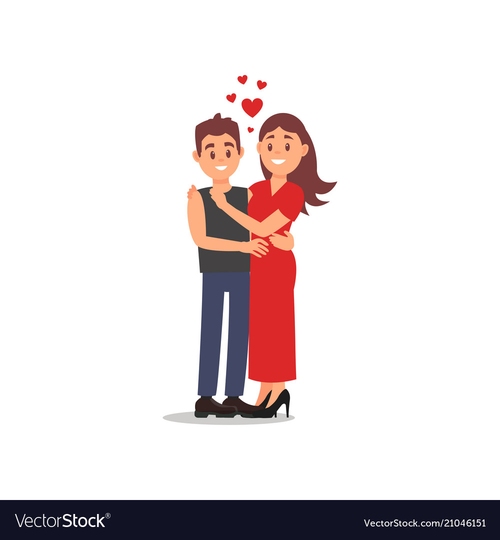 Portrait of couple in love guy hugging his Vector Image