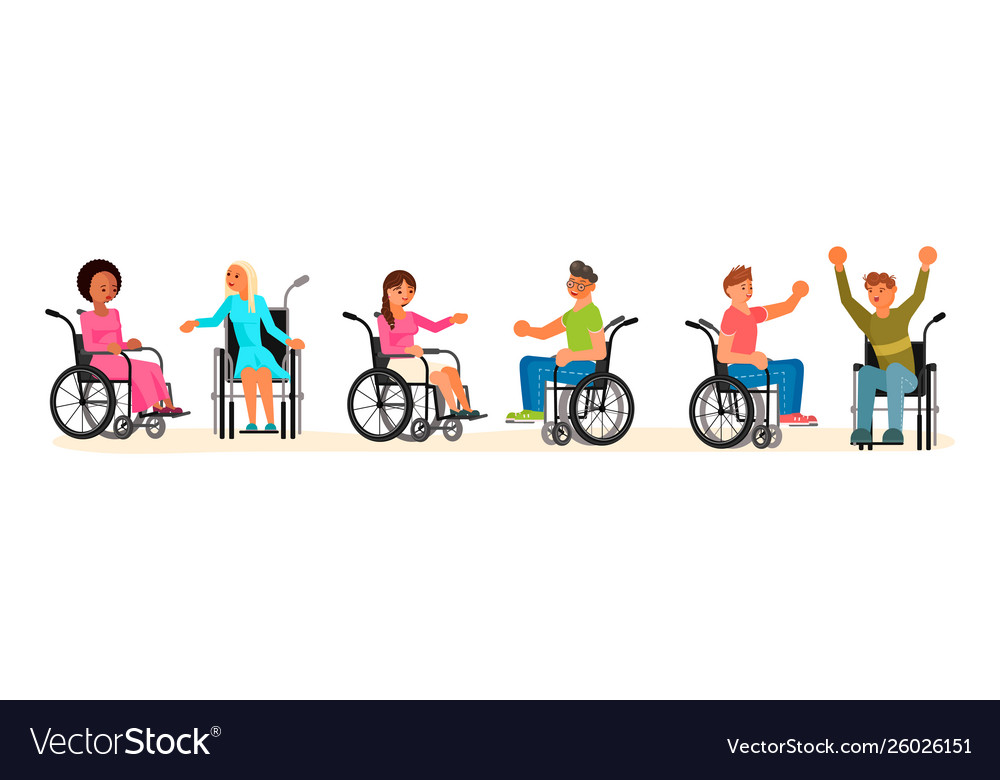 Set disabled people in wheelchair Royalty Free Vector Image