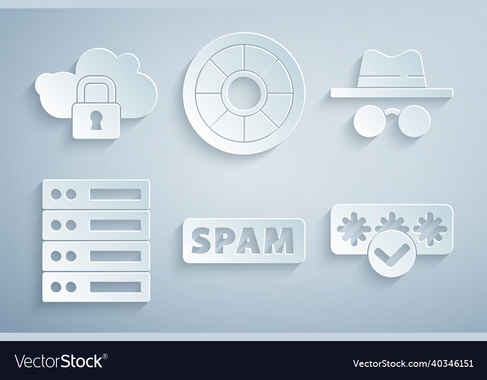 Set spam incognito mode server data web vector image Set spam incognito mode server data web