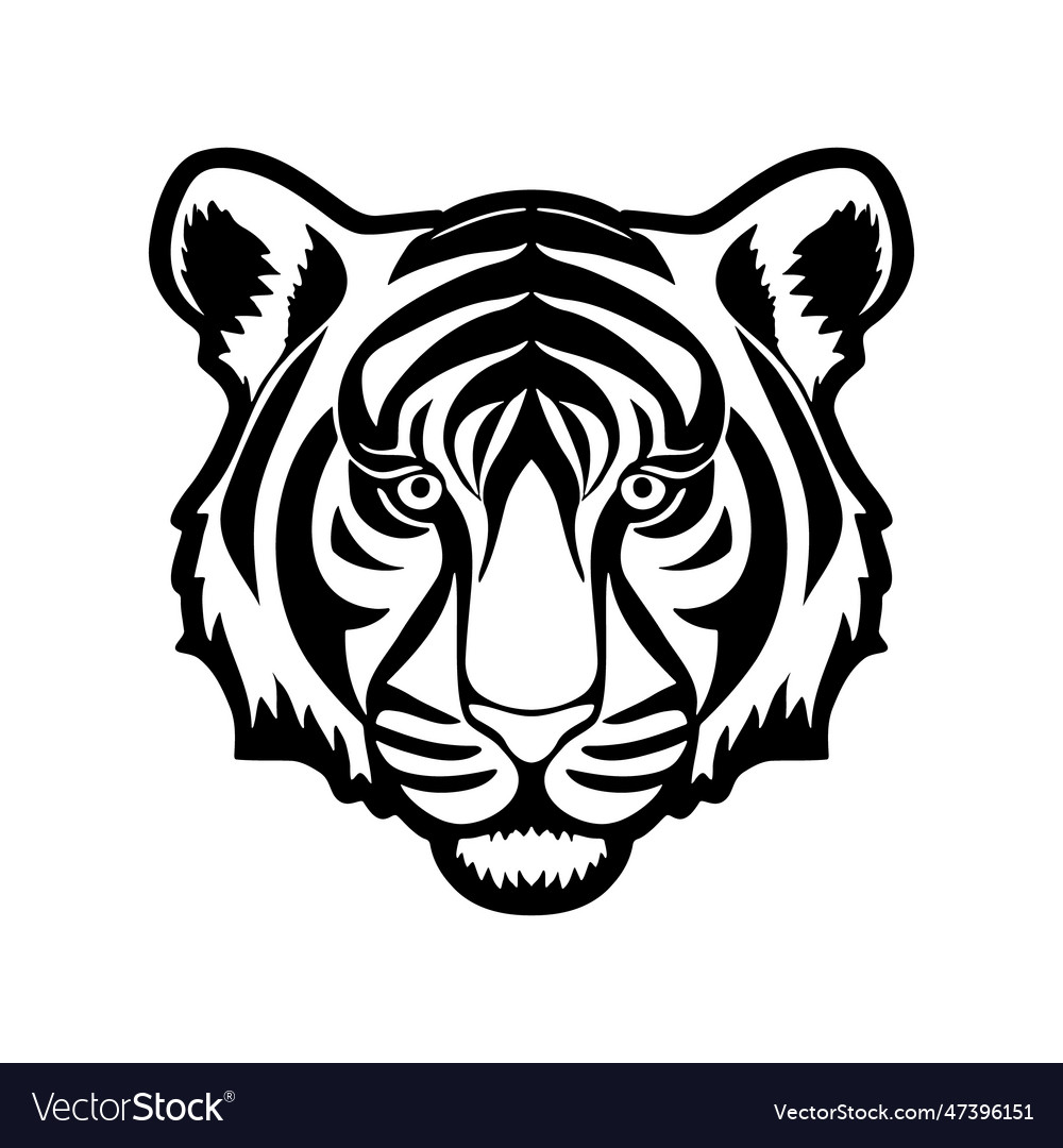 Tiger head black and white icon Royalty Free Vector Image