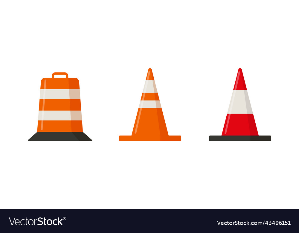 Warning stop road signs set flat Royalty Free Vector Image