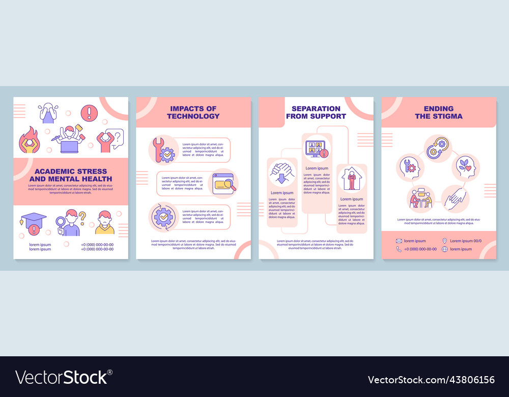 Academic stress and mental health pink brochure Vector Image