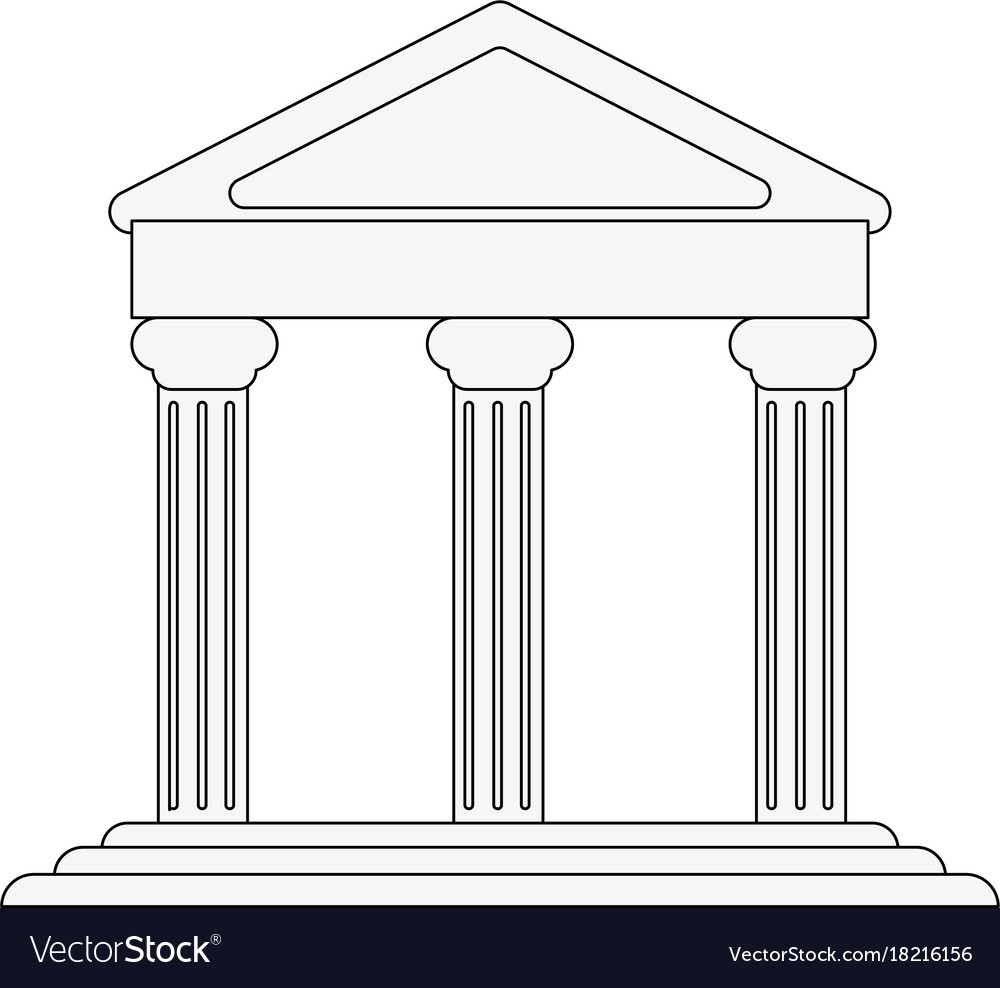 Ancient greek building on floating land icon image