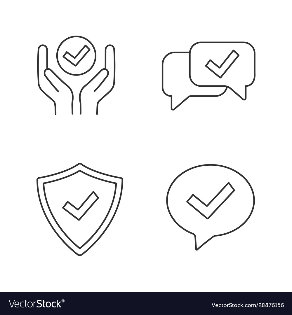 Approve linear icons set vector image Approve linear icons set