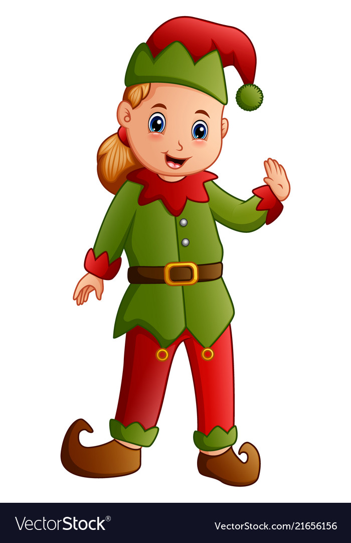 Cartoon happy christmas elf Royalty Free Vector Image