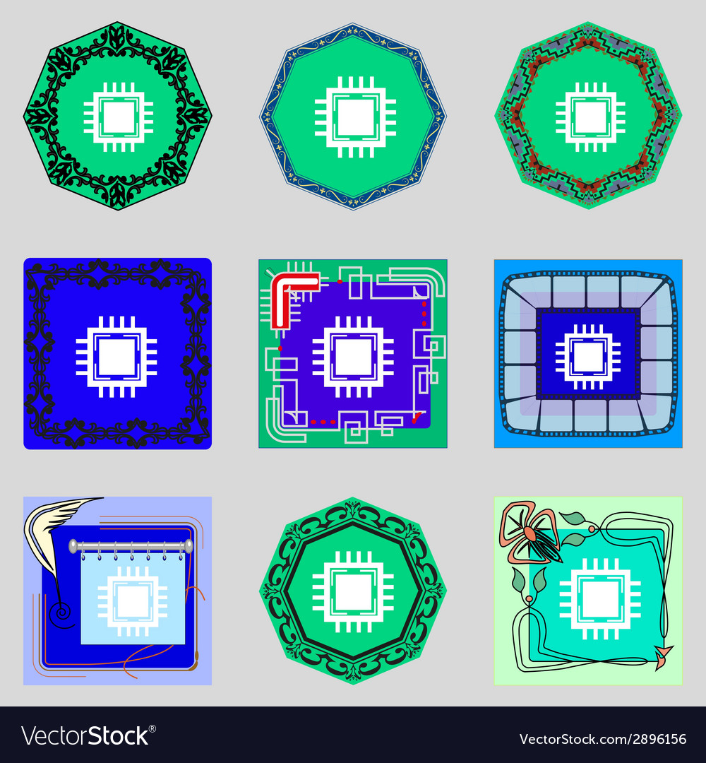 Central processing unit icon technology scheme