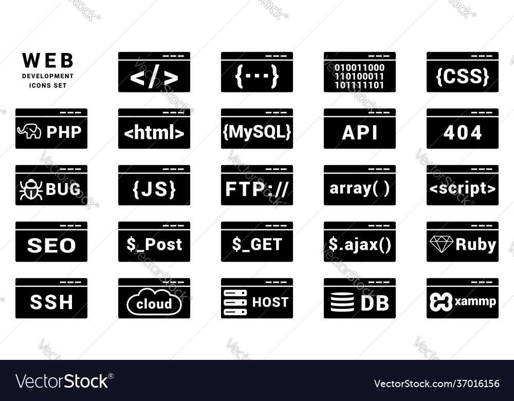 Collection web development icons set