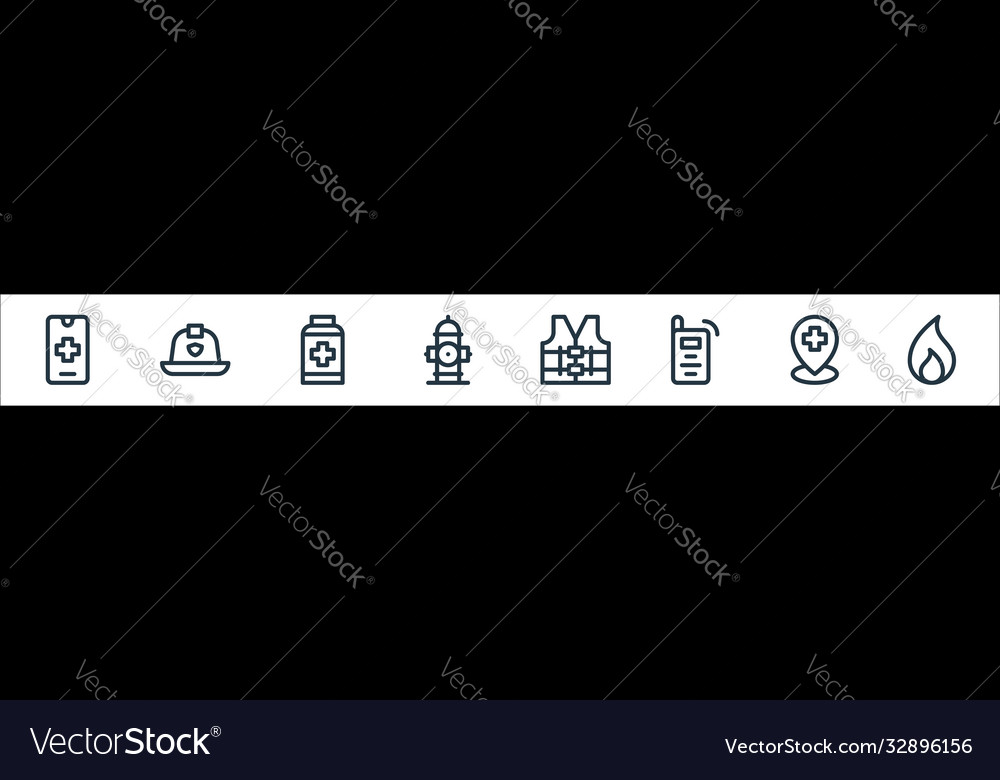 Emergencies line icons linear set quality vector image Emergencies line icons linear set quality