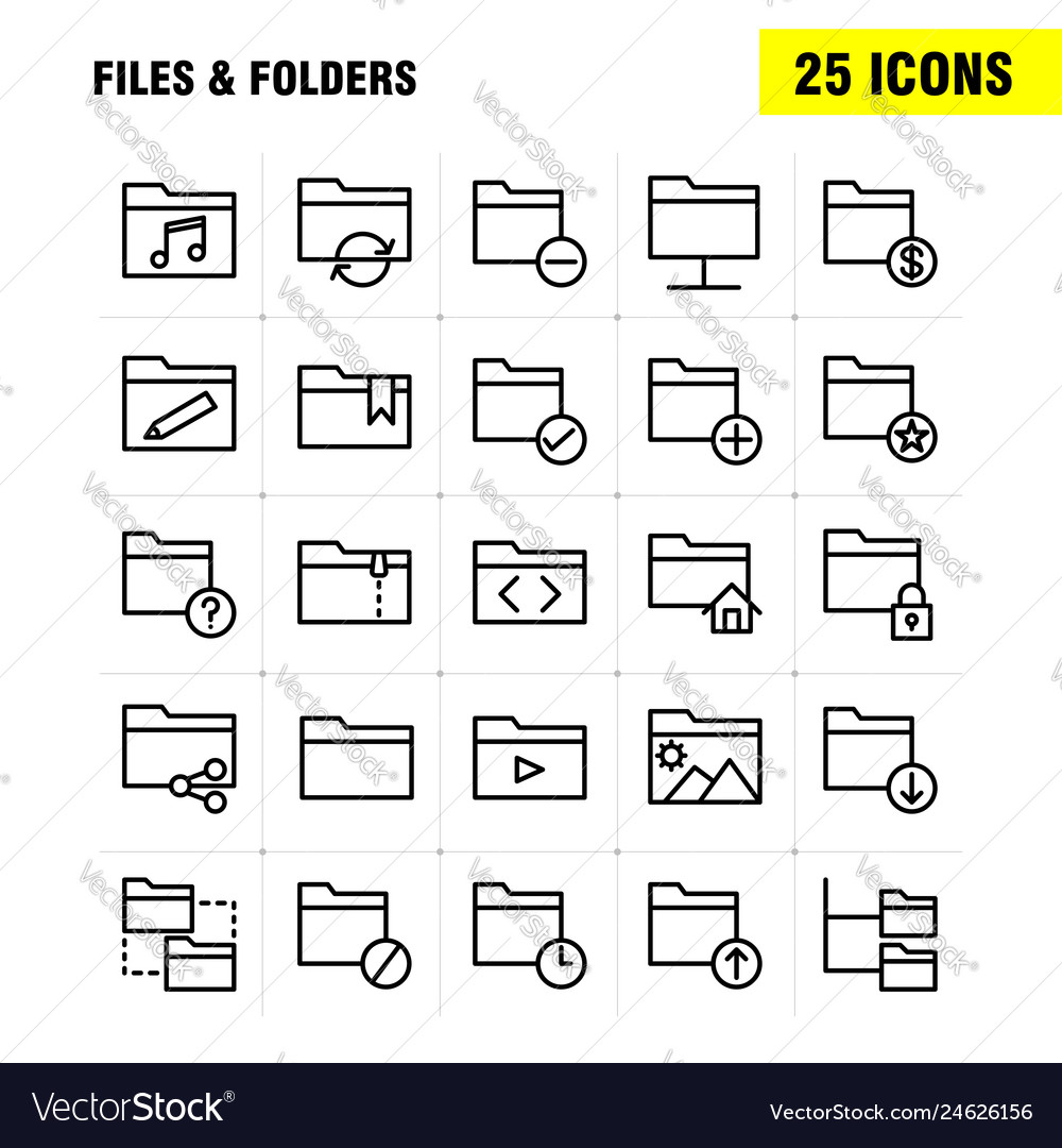 Files and folders line icon pack for designers Vector Image Files and folders line icon pack for designers