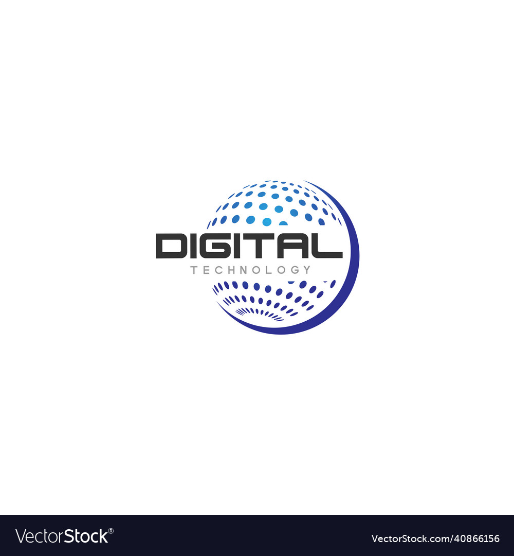 Flat digital technology globe word logo design Vector Image