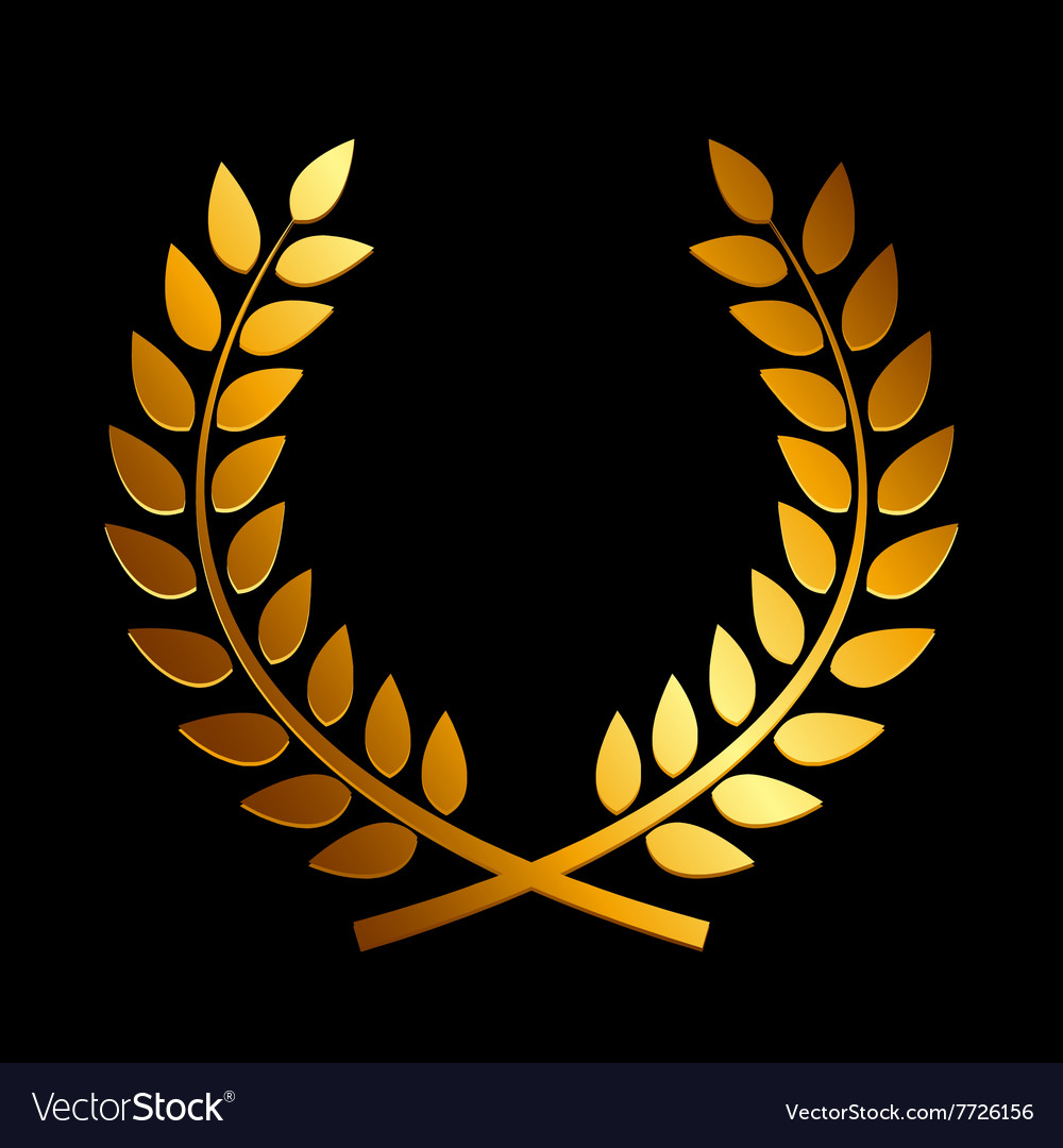 Gold award laurel wreath winner leaf label Vector Image