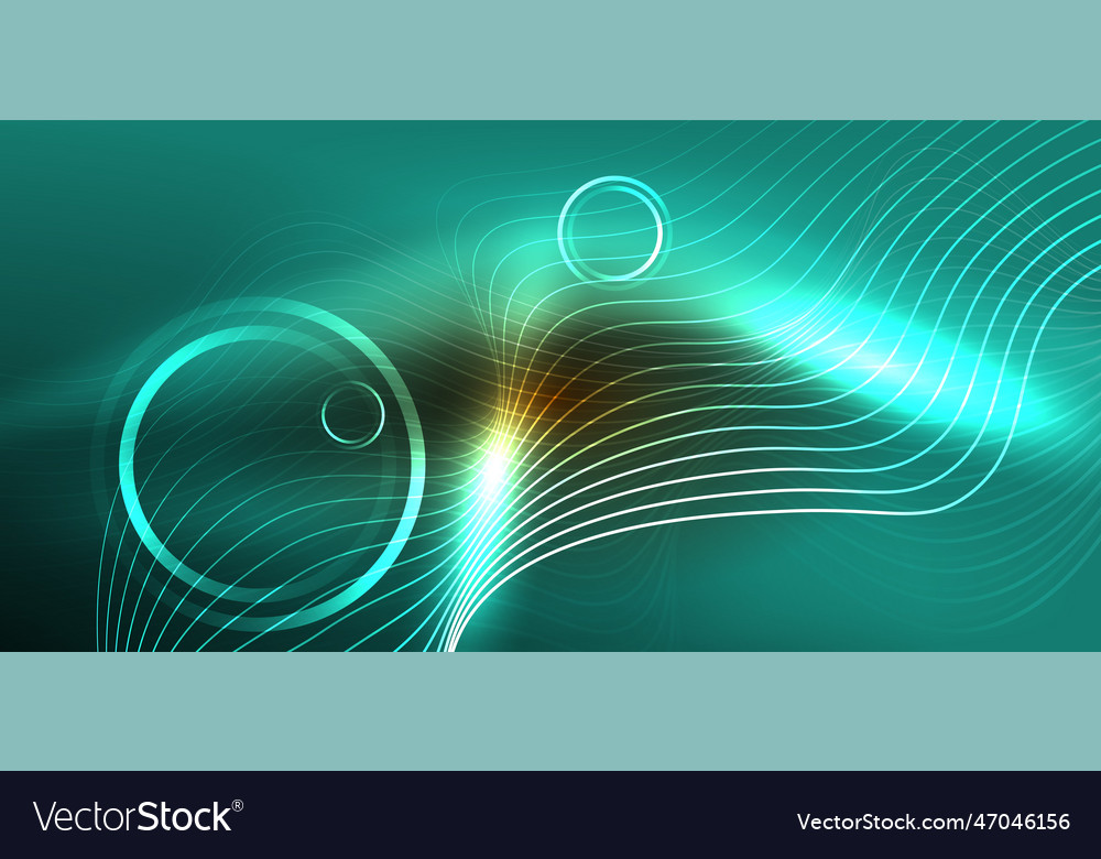 Neon lines and waves abstract background techno