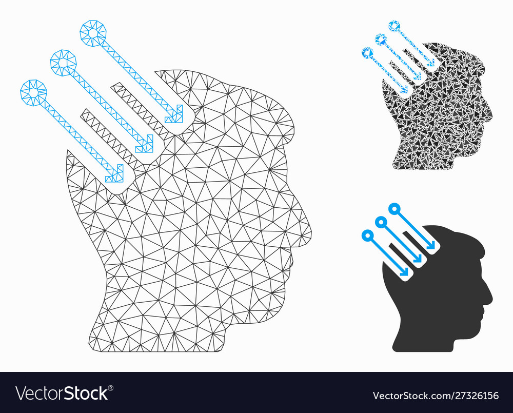 Neuro interface mesh wire frame model vector image Neuro interface mesh wire frame model