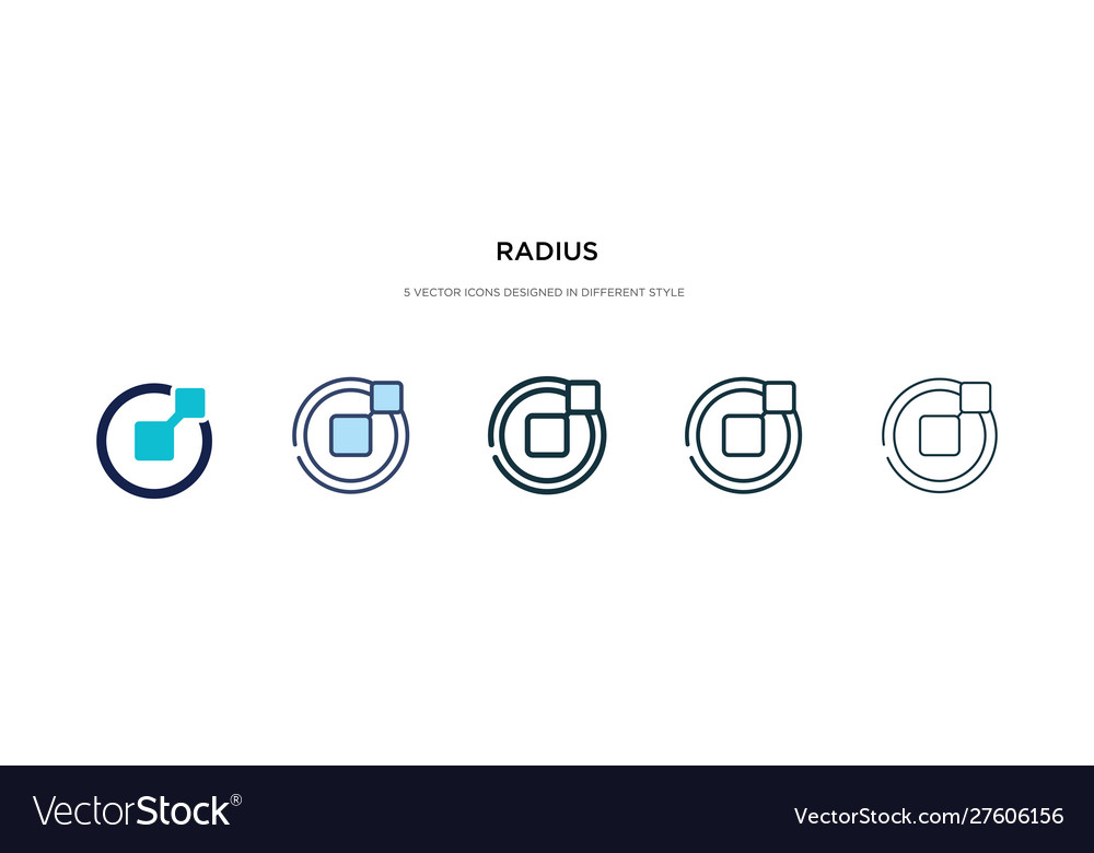 Radius icon in different style two colored vector image Radius icon in different style two colored