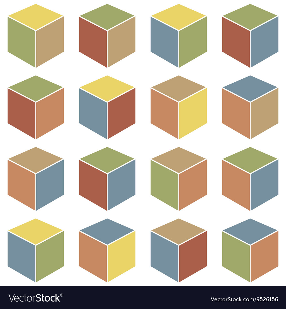Seamless pattern of cubes isometric effect