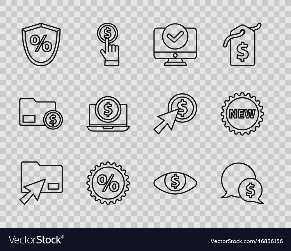 Set line cursor click document folder speech vector image Set line cursor click document folder speech