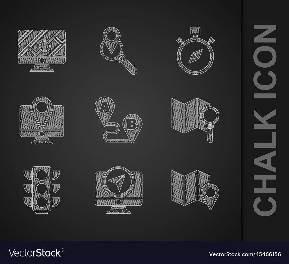 Set route location monitor with marker folded vector image Set route location monitor with marker folded