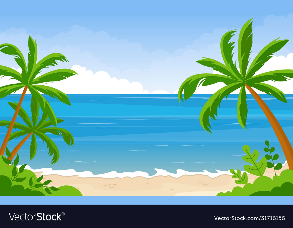 Vacation in tropical beach sea palm tree summer Vector Image