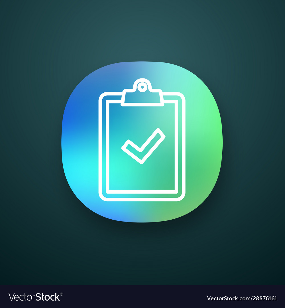Clipboard with check mark app icon vector image Clipboard with check mark app icon