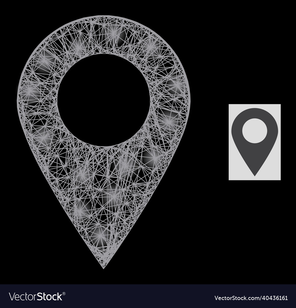 Constellation net mesh map marker with glare spots vector image Constellation net mesh map marker with glare spots