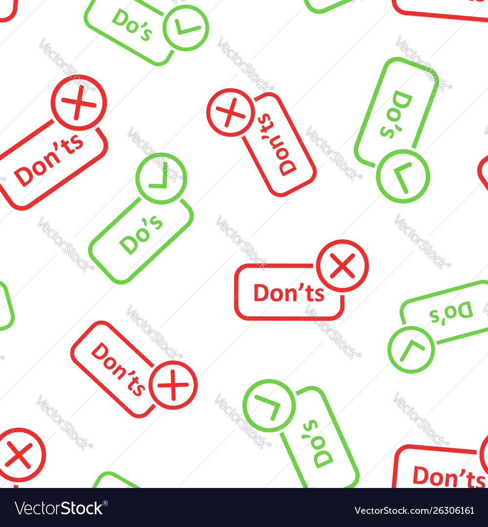 Dos and donts sign icon seamless pattern vector image Dos and donts sign icon seamless pattern