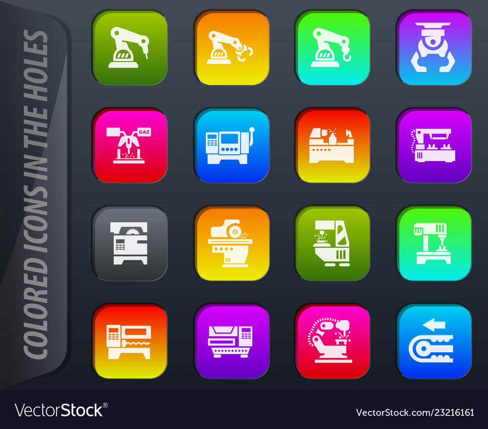 Machine tool icons set vector image Machine tool icons set
