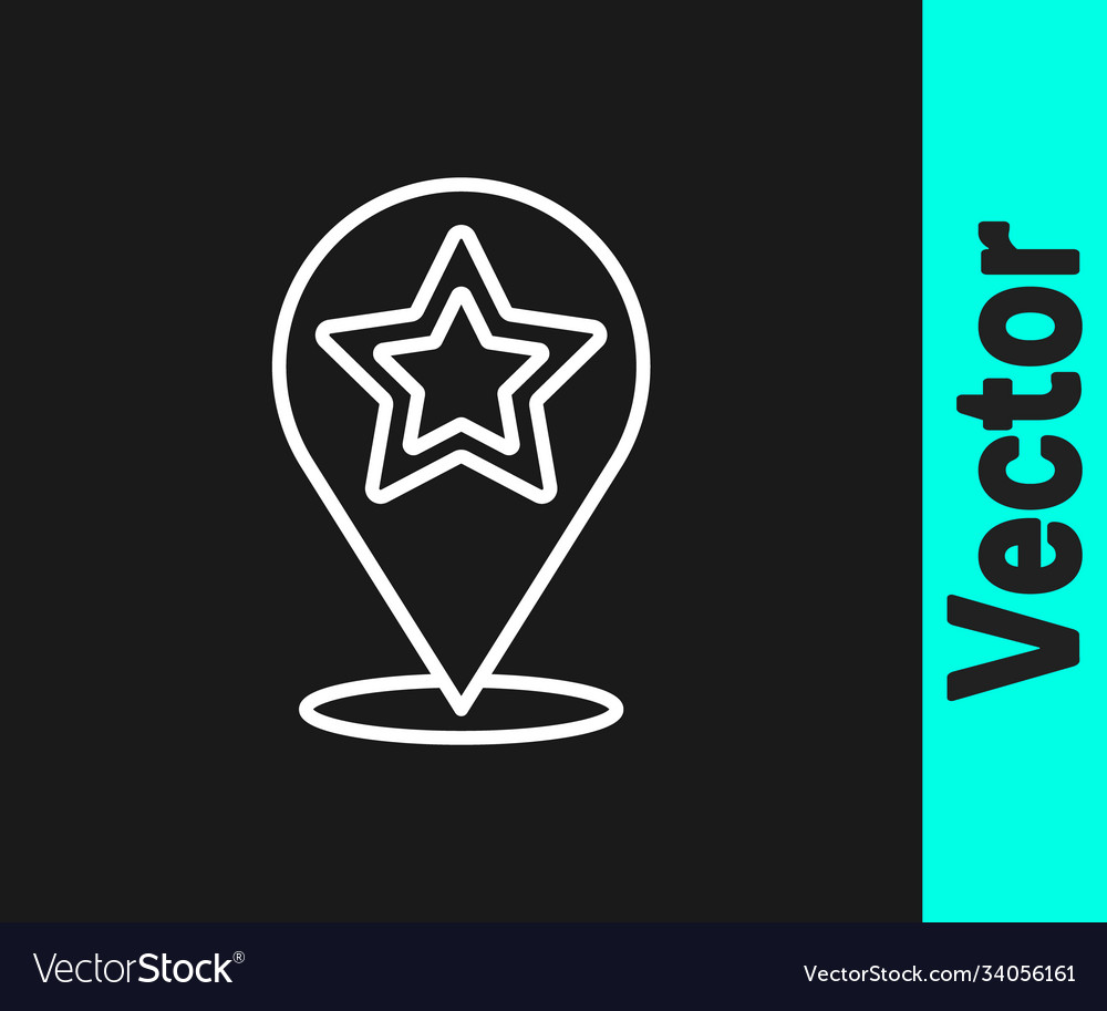 White line map pointer with star icon isolated vector image White line map pointer with star icon isolated