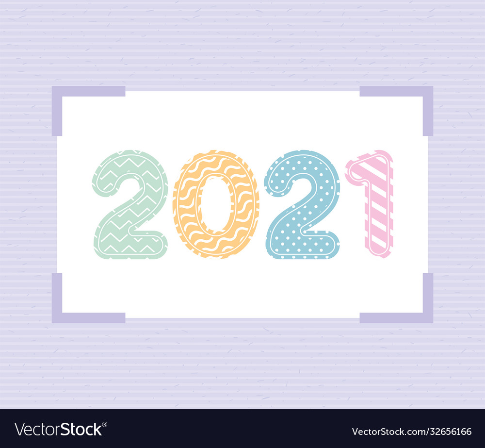 2021 multicolored number with lines and points