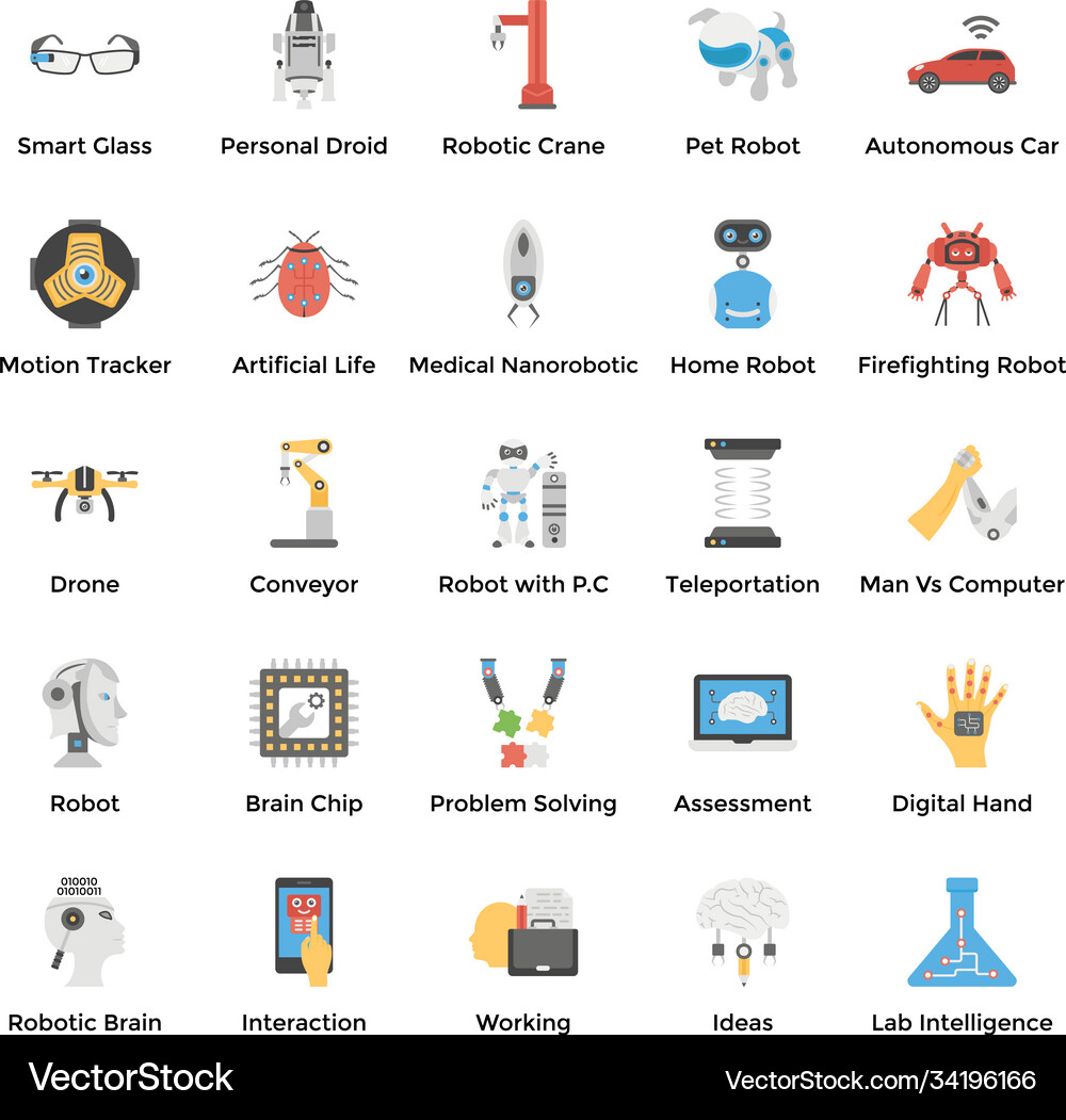Artificial intelligence flat pack Royalty Free Vector Image